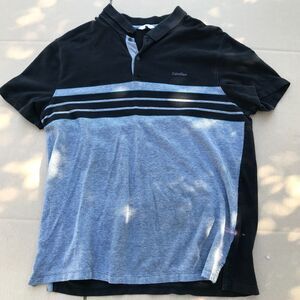 Vintage Calvin Klein Y2K Era Polo Button Up T-Shirt Black Gray XL